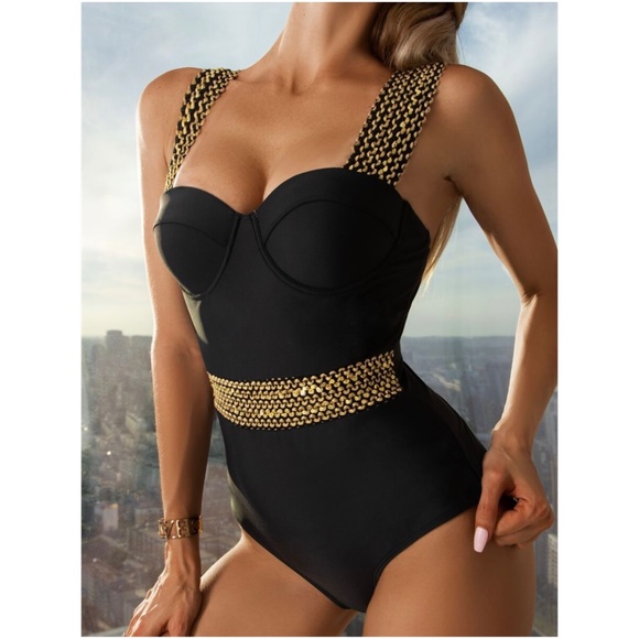 Boho Braided Strap One Piece Monokini Swimsuit - Picture 2 of 4